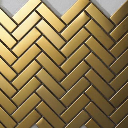 Golden Herringbone Mosaic Tiles