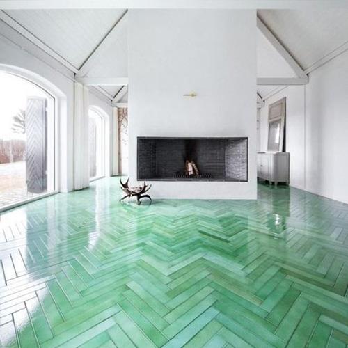 Green Herringbone Mosaic Tiles