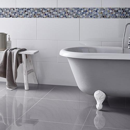 Grey Gloss Ceramic Floor Tiles