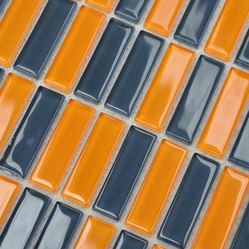 Orange Strip Mosaic Tiles