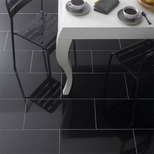 Black Polished Ceramic Floor Tiles