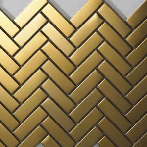 Golden Herringbone Mosaic Tiles