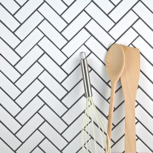 White Herringbone Mosaic Tiles