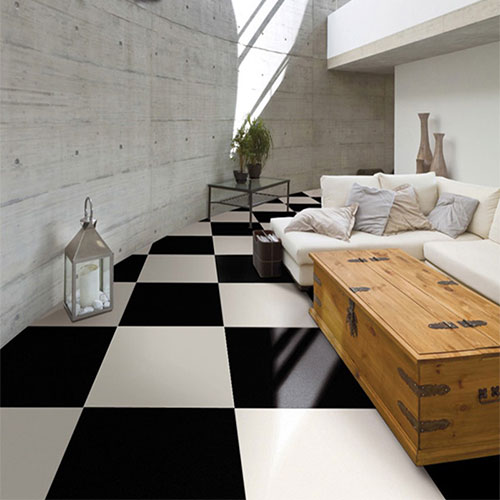 Polished Black and White Porcelain Floor Tile