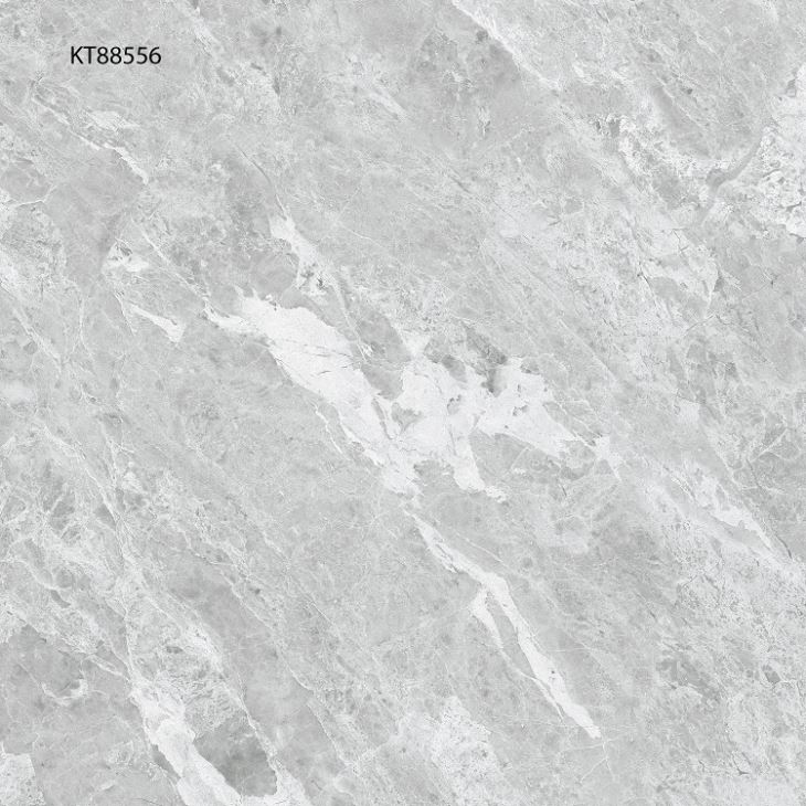 Grey Polished Marble-Look Floor Porcelain Tile