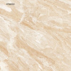 Glazed Yellow Marble-Look Floor Porcelain Tile